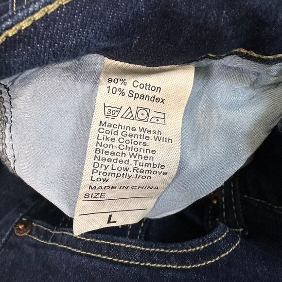 Bootcut Jeans Dark Wash Blue Womens L Mid Rise Stretch Denim 5-Pocket Slim Fit - Picture 4 of 10